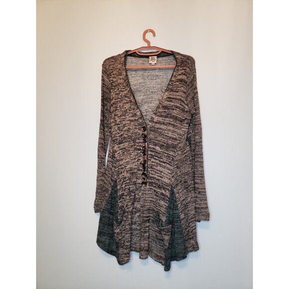 ivy jane Sweaters - Ivy Jane Women's Sz M Cardigan Button Accent Long Sleeve Gray Teal 100% Linen